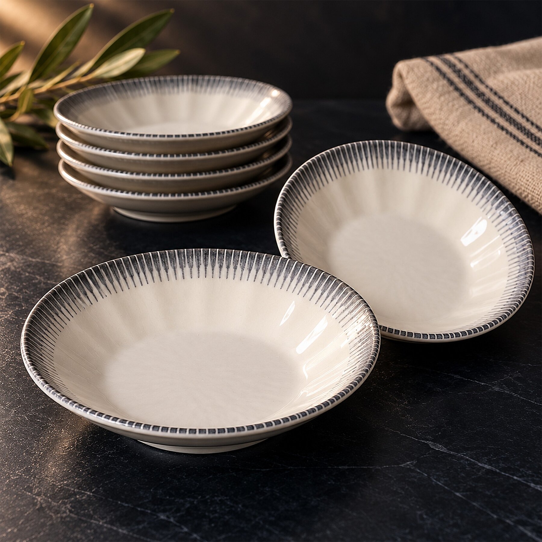 Acem 6 Parça 10 cm Porselen Çay Tabağı Seti - GÜRAL PORSELEN