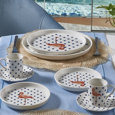 Bilbao 6 Parça 15 Cm Bone Pasta Takımı Flamingo - GÜRAL PORSELEN