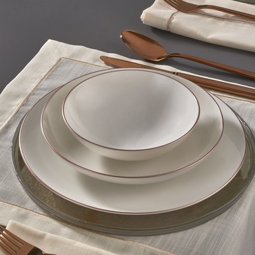 Camelia 18 Parça 6 Kişilik Bone Yemek Takımı Copper Bakır - GÜRAL PORSELEN