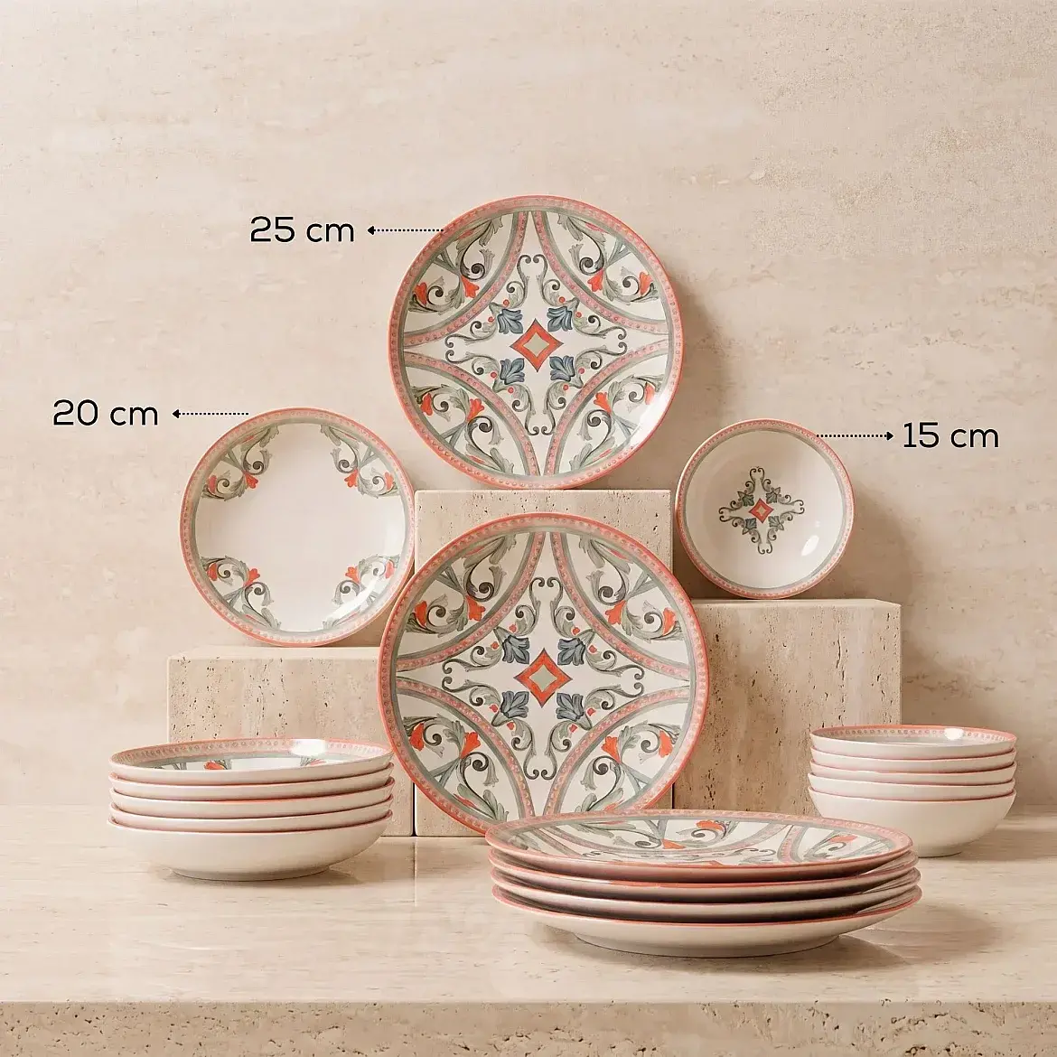 Camelia Rustik 6 Kişilik 18 Parça Yemek Takımı 63053 - GÜRAL PORSELEN (1)