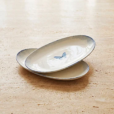Elips 2'li 25 cm Porselen Kayık Tabak - GÜRAL PORSELEN