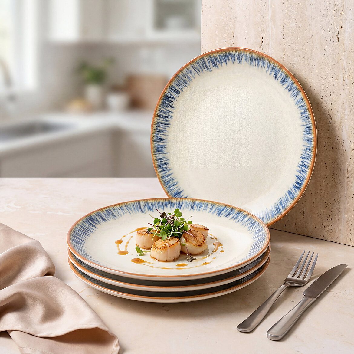 Enternasyonal Tide 4'lü Servis Tabağı 25 cm 64311 - GÜRAL PORSELEN (1)
