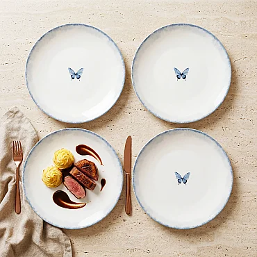 Flora 4'lü 20 cm Porselen Düz Tabak - GÜRAL PORSELEN