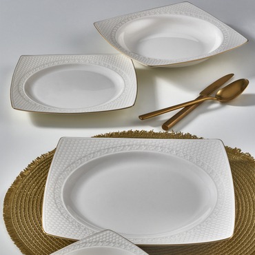 Bonenjoy 8 Parça 2 Kişilik Bone Yemek Takımı - Gold - GÜRAL PORSELEN