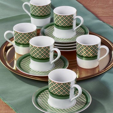 Camelia 12 Parça 6 Kişilik Bone Türk Kahvesi Fincan Takımı - 2351 - GÜRAL PORSELEN