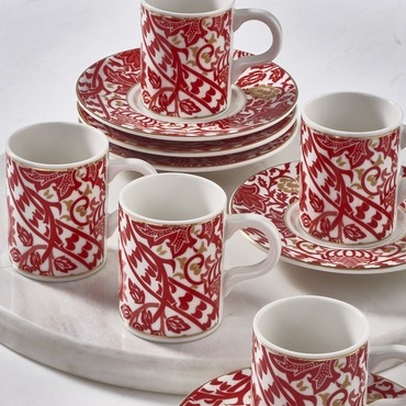 Camelia 12 Parça 6 Kişilik Türk Kahvesi Fincan Takımı - 5625 - GÜRAL PORSELEN