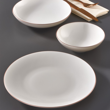 Camelia 16 Parça 4 Kişilik Bone Yemek Takımı -Copper Bakır - GÜRAL PORSELEN