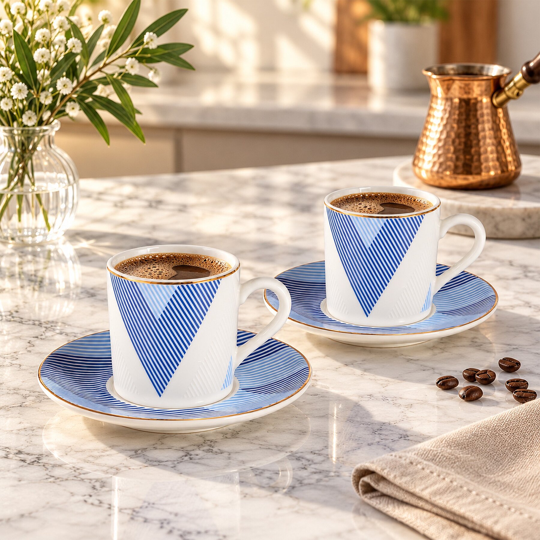 Camelia 4 Parça 2 Kişilik Kahve Fincan Takımı 62452 Lacivert - GÜRAL PORSELEN (1)