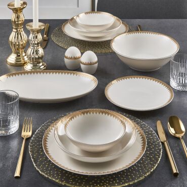 CAMELİA 54 PARÇA 12 KİŞİLİK YEMEK TAKIMI GOLD 6419 - GÜRAL PORSELEN
