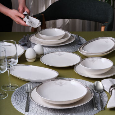 Camelia 54 Parça 12 Kişilik Yemek Takımı Gümüş 65781 - GÜRAL PORSELEN