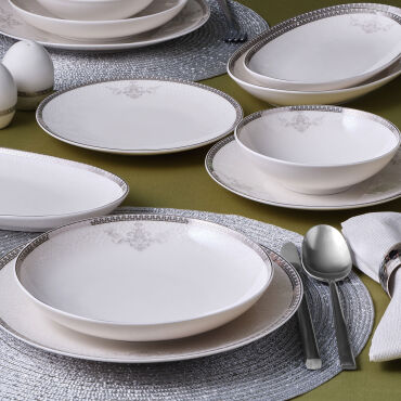 Camelia 54 Parça 12 Kişilik Yemek Takımı Gümüş 65781 - GÜRAL PORSELEN (1)