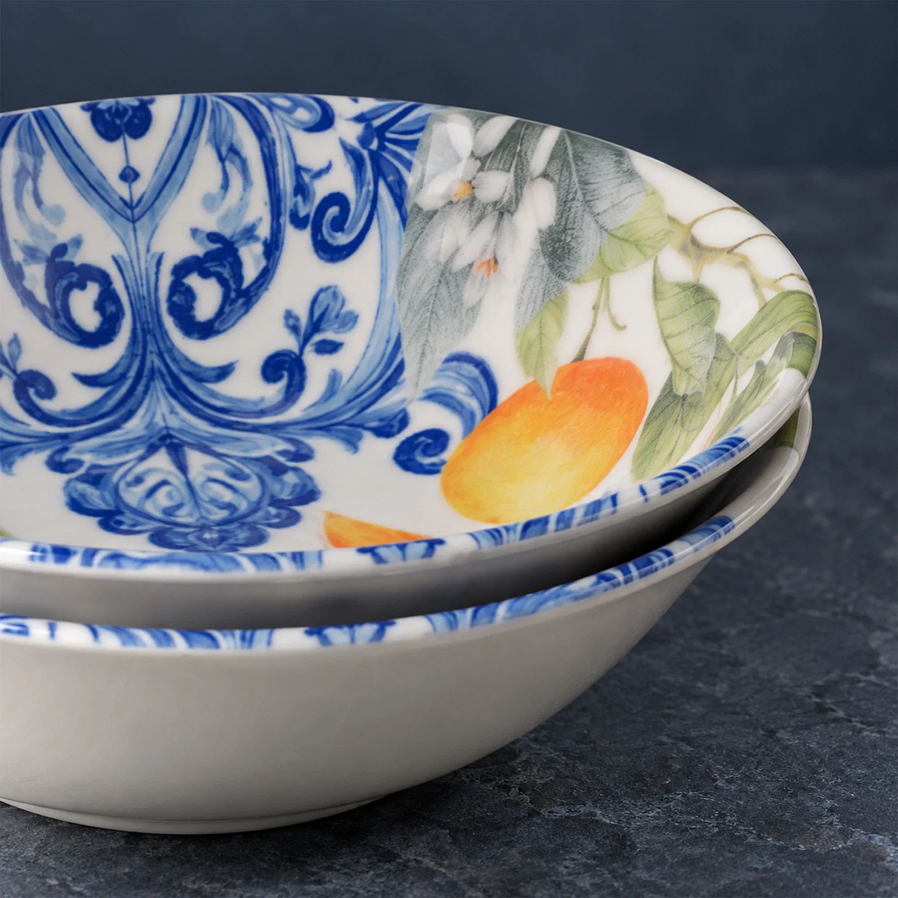 2 Parça Portakal Detaylı 23 cm Salata Kasesi 55501 - GÜRAL PORSELEN (1)