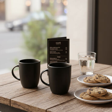 Elit Black Matt 2 Parça Mug Bardak 220 cc - GÜRAL PORSELEN (1)