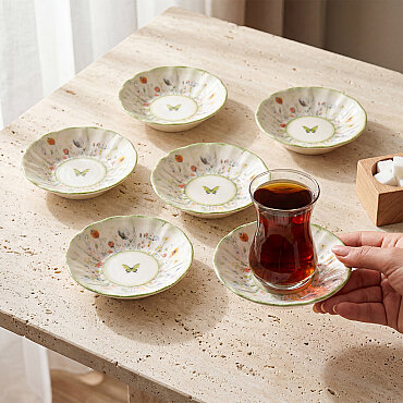 Flora Green 6 Parça Çay Tabağı 4883 - GÜRAL PORSELEN