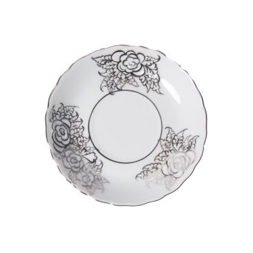 Rose El dekoru 12 Cm Çay Tabağı Gümüş İşleme 8020 - GÜRAL PORSELEN
