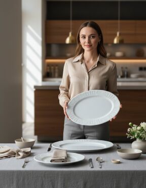 Sembol 2 Parça 35 cm Kayık Tabak - GÜRAL PORSELEN