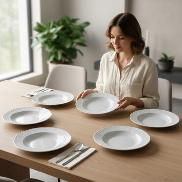 Sembol 6 Parça 22 cm Çukur Yemek Tabağı - GÜRAL PORSELEN (1)