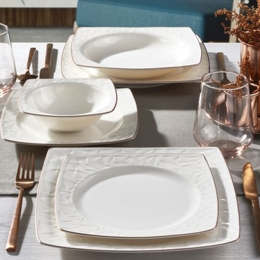 Vivente 8 Parça 2 Kişilik Bone Yemek Takımı - Copper Bakır - GÜRAL PORSELEN