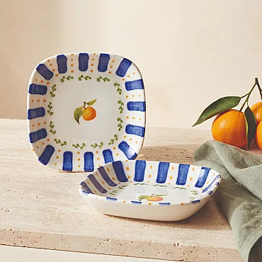 Güral Porselen Kayısı Desenli 13 cm Çerezlik ve Sosluk Seti - 2 Parça - GÜRAL PORSELEN