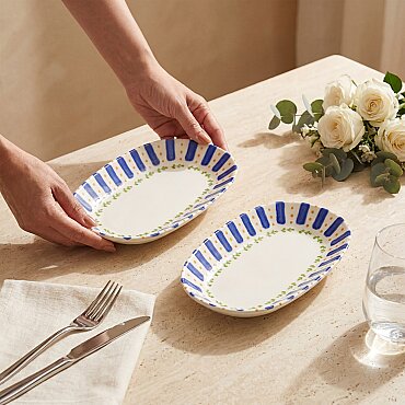 Kayısı 24 cm 2'li Porselen Kayık Tabak Seti - GÜRAL PORSELEN