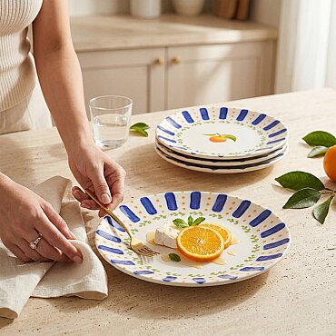 Kayısı Desenli 25 cm 4'lü Servis Tabağı 6561 - GÜRAL PORSELEN
