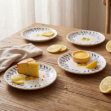Limon Desenli 4'lü Porselen Tatlı Tabağı Seti 17 cm - GÜRAL PORSELEN (1)