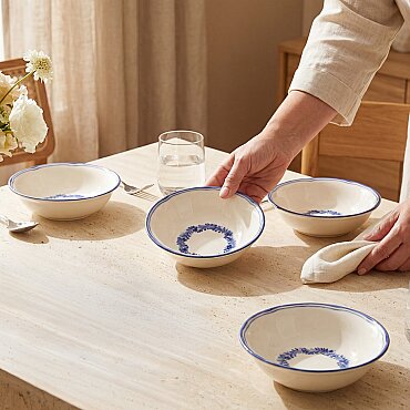Yaprak Desenli 14 cm 4'lü Çorba ve Salata Kasesi Seti 6312 - GÜRAL PORSELEN