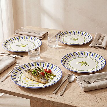 Zeytin Dalı 25 cm 4'lü Servis Tabağı Seti 6515 - GÜRAL PORSELEN